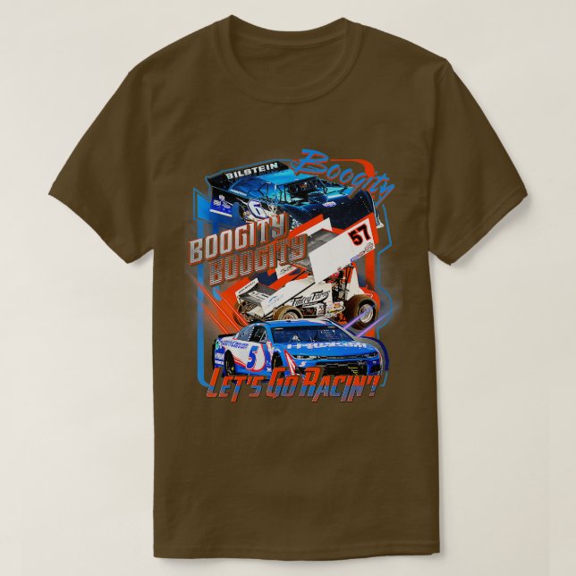 Camiseta Carro e cremalheira de Vamos de Boogity Go Racing (Frente do Design)