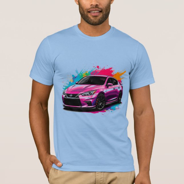 Camiseta Carro Elétrico com Salpicos de Cores Vibrantes (Frente)