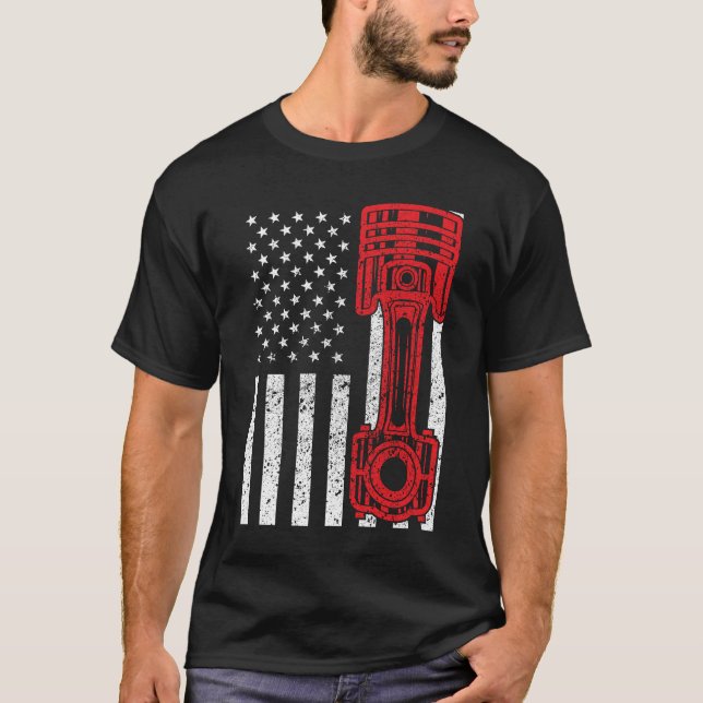 Camiseta Carro Entusiasta Americana Flag Pistola Muscle Car (Frente)
