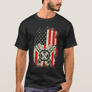 Camiseta Carro Entusiasta Americana Flag Pistola Muscle Car