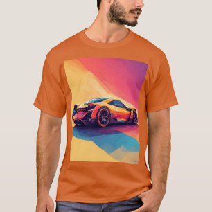 Camiseta Carro Esportivo Geométrico Design Cor Ousada