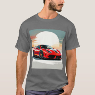 Camiseta Carro Esportivo Vermelho Pôr do Sol Velocidade Mov