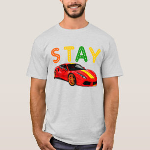 Camiseta Carro Esportivo Vermelho Vibrante Com Listras Amar