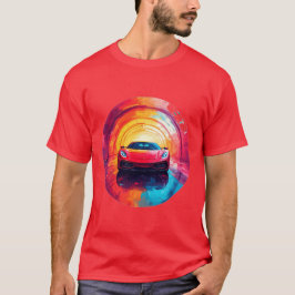 Camiseta Carro esportivo vermelho vibrante em um Design esp
