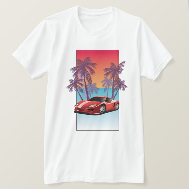 Camiseta Carro esportivo vermelho vintage (Frente do Design)