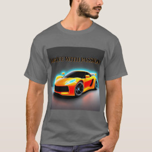 Camiseta Carro Esportivo Vibrante com Brilho Neon
