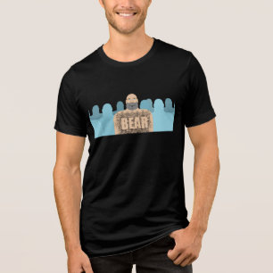 Camiseta carro estilizado do homem urso careca musculoso do