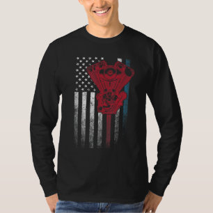 Camiseta Carro Mecânico 4 De Julho American Flag Usa Ameri
