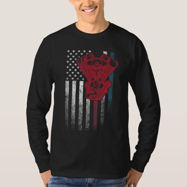Camiseta Carro Mecânico 4 De Julho American Flag Usa Ameri (Frente)