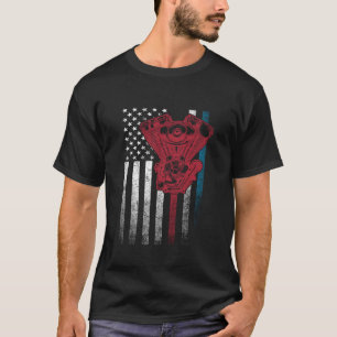 Camiseta Carro Mecânico 4 de julho Presente Bandeira Americ