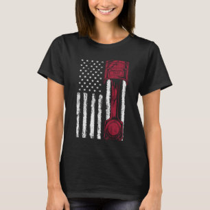 Camiseta Carro Muscle com Pistão da Bandeira Americana