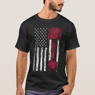 Camiseta Carro Muscle com Pistão da Bandeira Americana