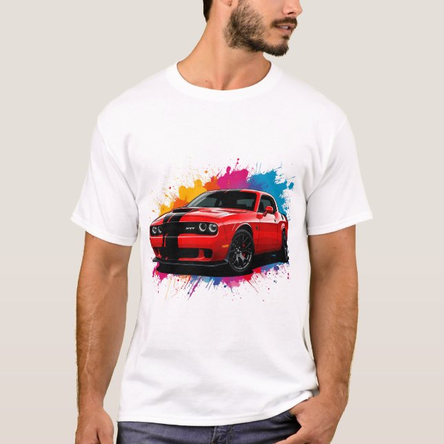Camiseta Carro Muscular Vermelho Vibrante (Frente)