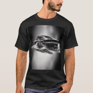 Camiseta Carro Musculoso Clássico em Burnout Preto e Branco