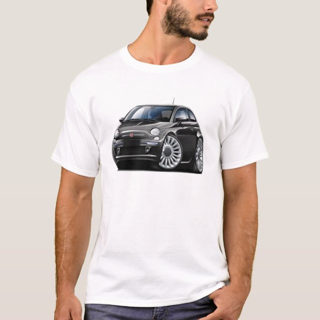 Camiseta Carro preto de Fiat 500 (Frente)