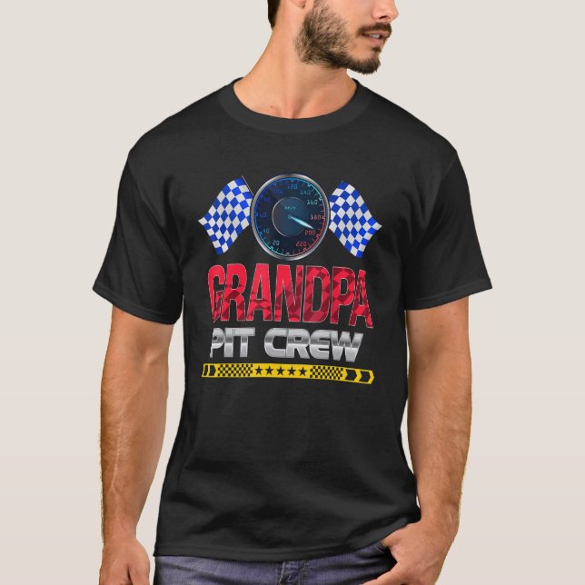 Camiseta Carro Race Aniversário da Família Corrida Vovô Pit (Frente)