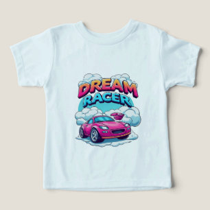 Camiseta Carro Rosa Sonhador Corredor Crianças Nuvem Veloci