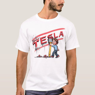 Camiseta Carro Tesla Em Cor Vermelha