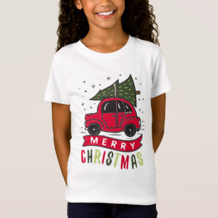 Camiseta Carro Vermelho Árvore de Natal Colorida Divertida