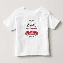 Camiseta Carro Vermelho Retroativo Dois segundo aniversário