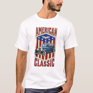 Camiseta Carro vintage Clássico Americano Patriótico
