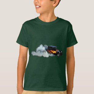 Camiseta Carro vintage de chamas de fumaça de arrastar