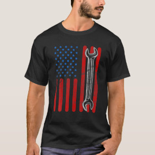 Camiseta Carro vintage Patriótico Espanhol de Bandeira Amer