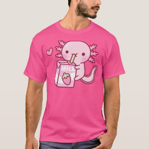 Camiseta Carroçaria com leite de Bebendo Axolotl de morango