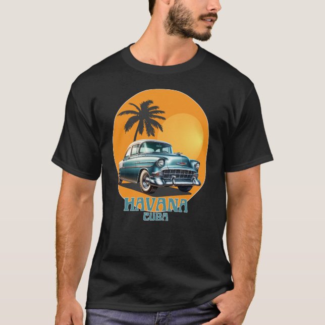 Camiseta Carros Clássicos de Havana Cuba (Frente)