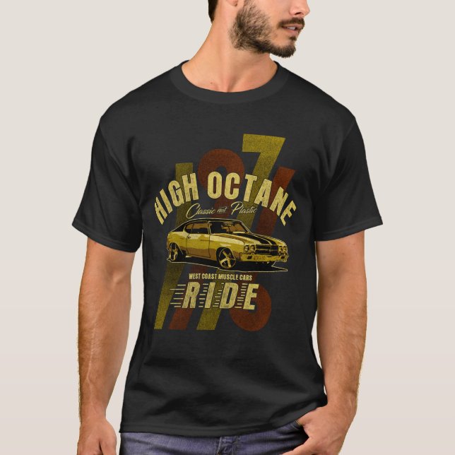 Camiseta Carros De Alto Octano, Carros Musculares Da Costa  (Frente)