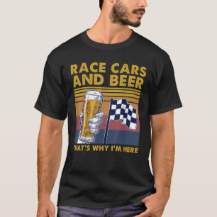 Camiseta Carros de Corrida Antigos Cerveja de Bandeira Xadr
