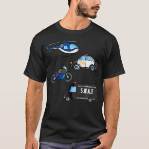 Camiseta Carros De Polícia Para Crianças: Diferentes Carros