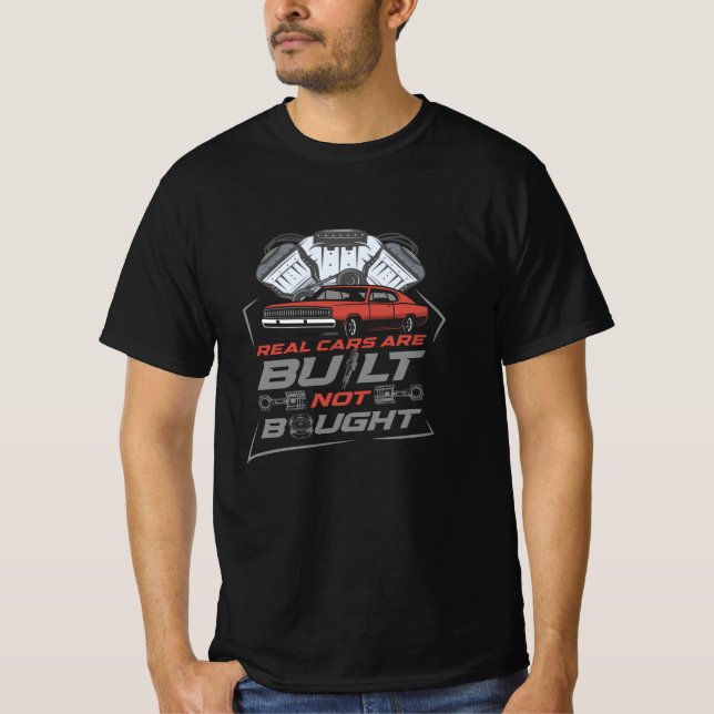 Camiseta Carros Reais São Construídos Sintonizador De Ajust (Frente)