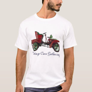 Camiseta Carros vintage que recolhem, preto verde vermelho