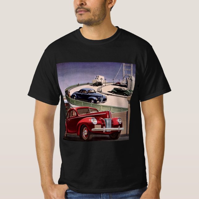 Camiseta Carros vintage, Trilha Classic Sedans na Freeway (Frente)