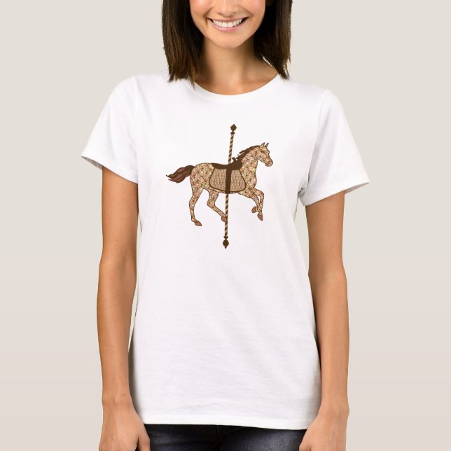 Camiseta Carrossel Horse - Castanho-chocolate e bronzeado (Frente)