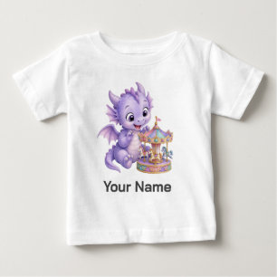 Camiseta Carrossel Mágico de Dragão Bebê Roxo Personalizado
