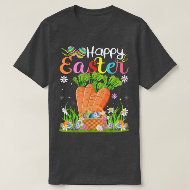 Camiseta Carrot Bunny Egg Caçando Felz pascoa Engraçado (Frente do Design)