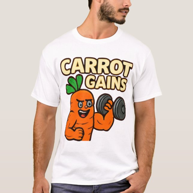 Camiseta Carrot Ganha Arte de Cartoon (Frente)