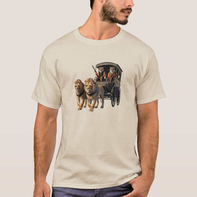Camiseta Carruagem Engraçada de Gato Grande (Frente)