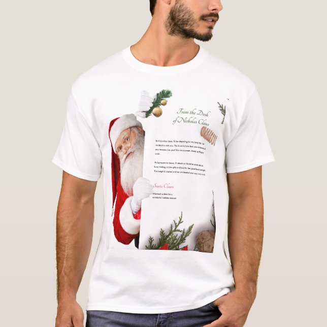Camiseta Carta da mesa de Natal de Nicolas Claus (Frente)