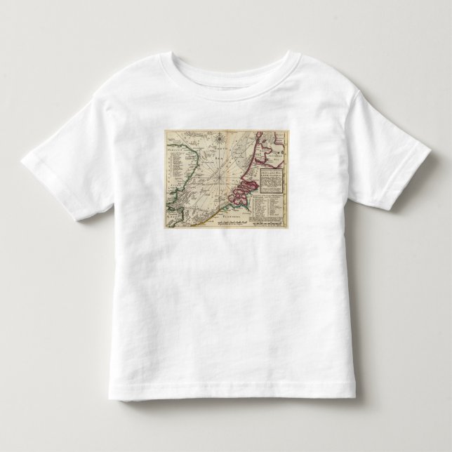 Camiseta Carta da parte da costa de Inglaterra (Frente)
