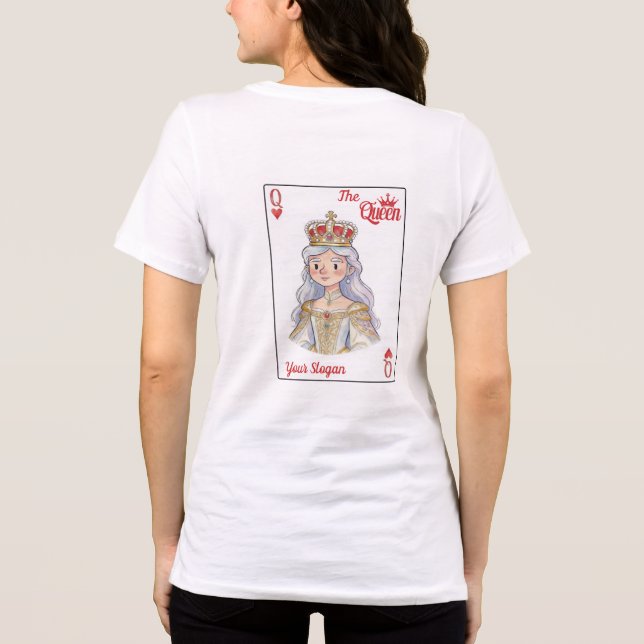 Camiseta Carta de Baralho da Rainha Presente Romântico (Verso)