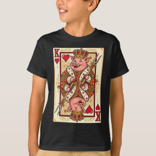 Camiseta Carta de Baralho Rei de Copas Porco Divertido Grel