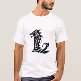 Camiseta Carta de Dragão L – Design de Alfabeto de Dragão E