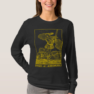 CAMISETA CARTA DE TARÔ ANTIGA PÁGINA DE ESPADAS