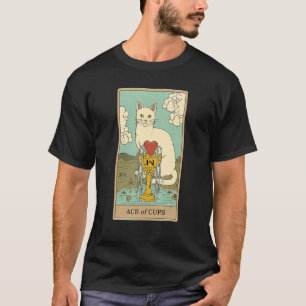 Camiseta Carta de Tarot Ás de Copas e Gatos Gráficos Cósmic