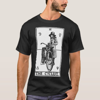 Camiseta Carta de Tarot Ciclista Ilustração de Bicicleta Vi