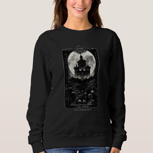 Camiseta Carta de Tarot da Lua Mística Gótica (Frente)