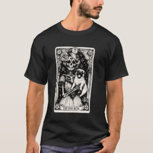 Camiseta Carta de Tarot da Mamãe Pug Esqueleto Vintage Vibr